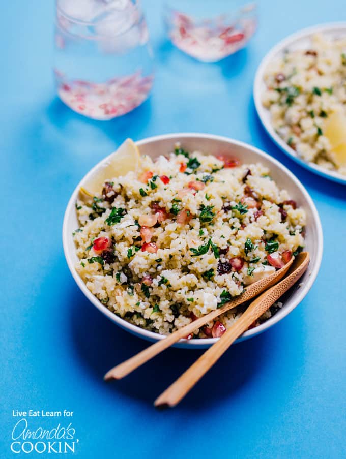 Delicious holiday grain salad in bowl