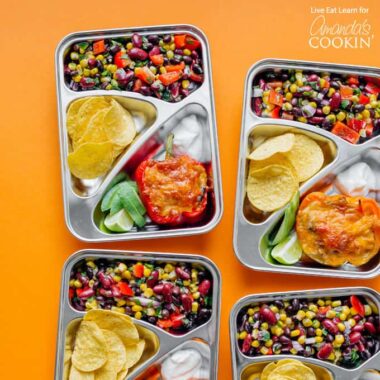 portioned lunches in silver containers