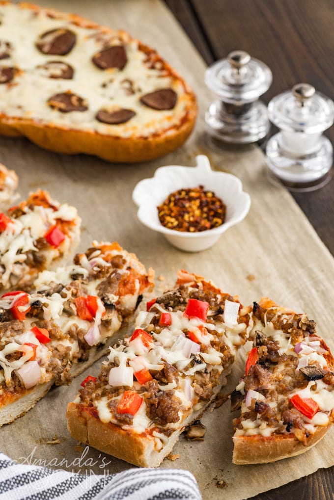 sliced french bread pizza