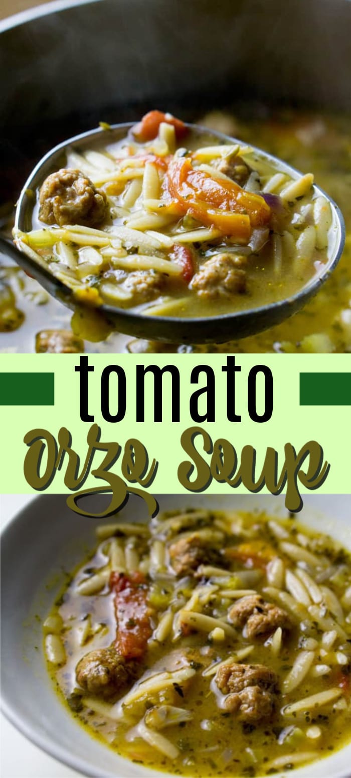 Italian Sausage Tomato Orzo Soup Recipe - Amanda's Cookin'