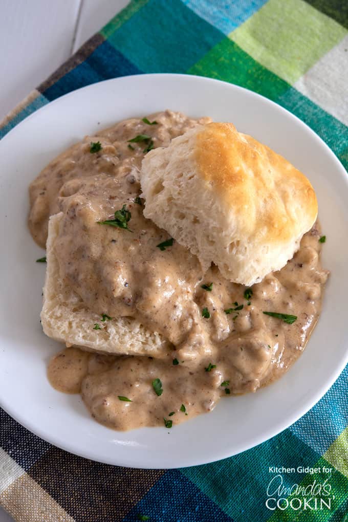 Sausage gravy with biscuits