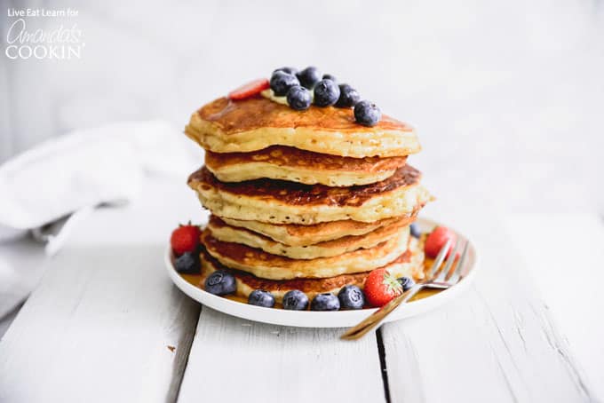 Homemade buttermilk pancake stack