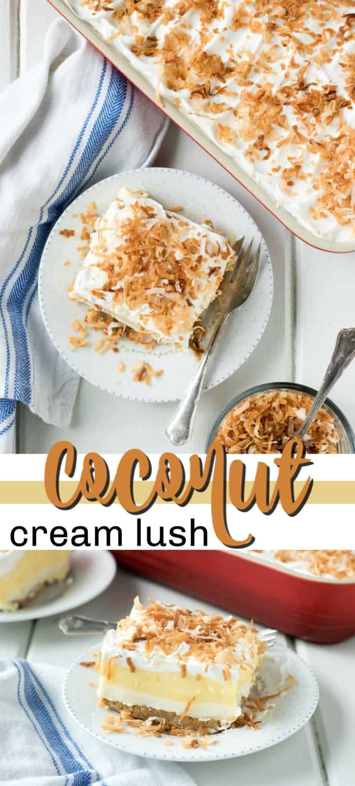 Coconut Cream Lush an easy, light, and creamy one pan dessert recipe!