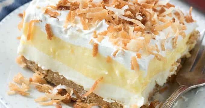 This Coconut Cream Lush recipe is light, creamy and filled with coconut deliciousness. It's a one-pa