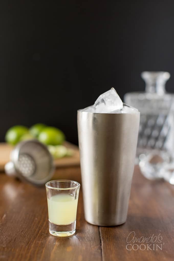 cocktail shaker and shot glass