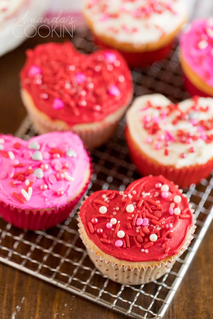 coronary heart fashioned cupcakes on a cooling rack  Valentine Coronary heart Cupcakes valentine cupcakes heart V