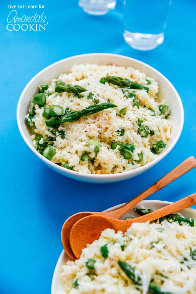 Cauliflower risotto with asparagus