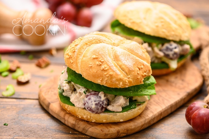chicken salad sandwich with grapes