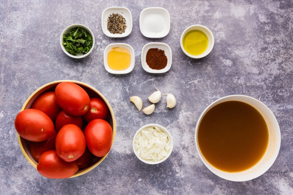 ingredients to make Homemade Tomato Soup with Fresh Tomatoes