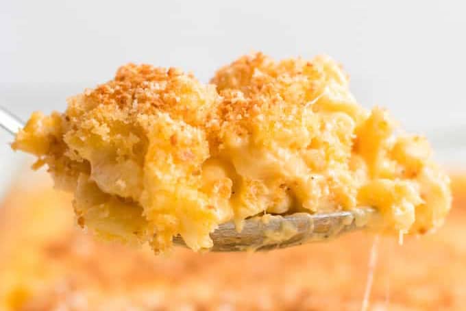 spoonful of baked mac and cheese