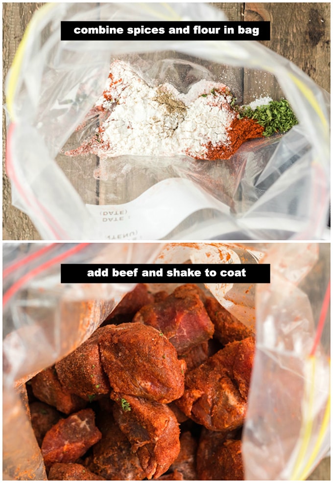 shaking meat with spices in bag