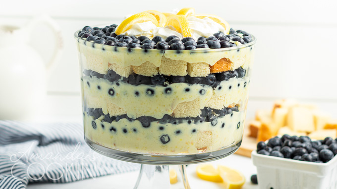 Lemon Blueberry Trifle Recipe - Amanda's Cookin' - Trifles & Parfaits