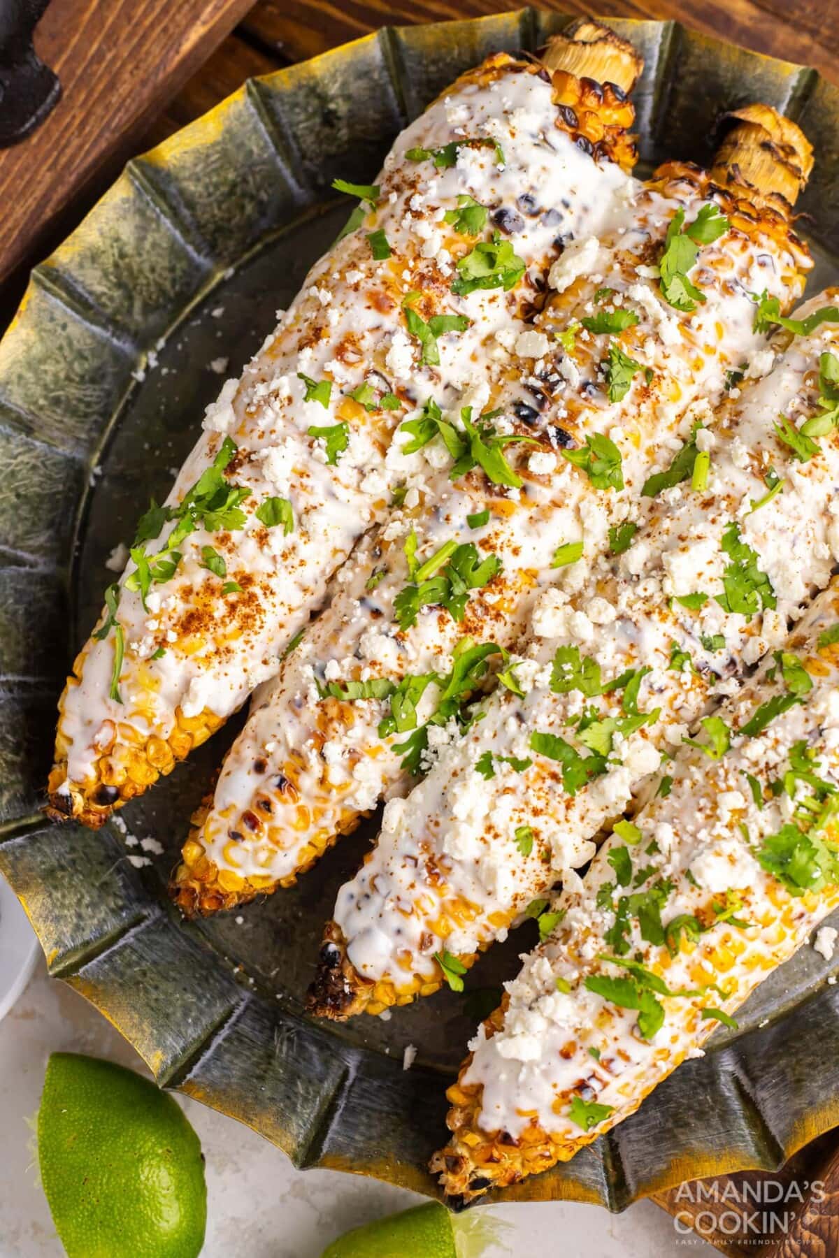 plate of mexican street corn