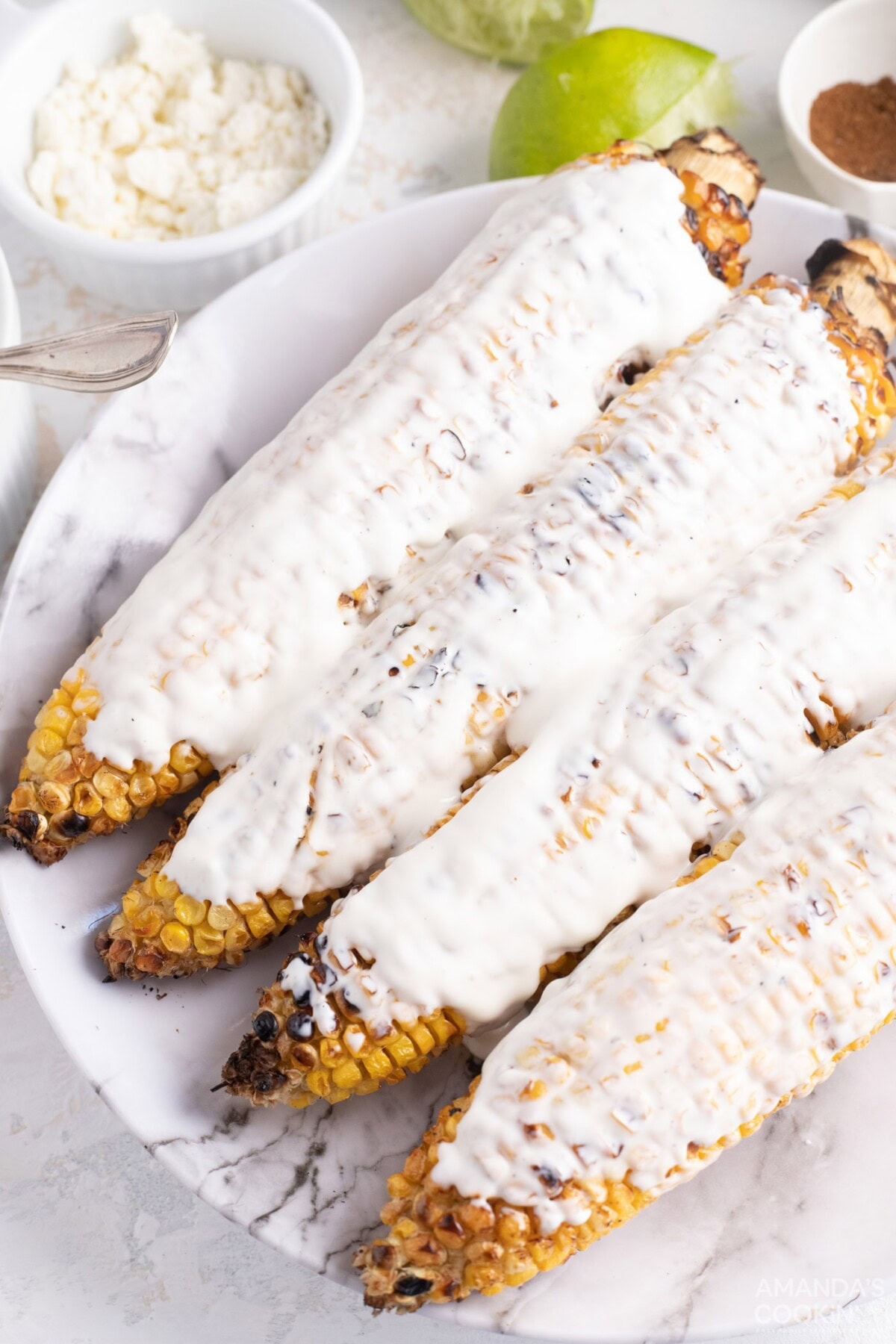 mayo on corn cobs