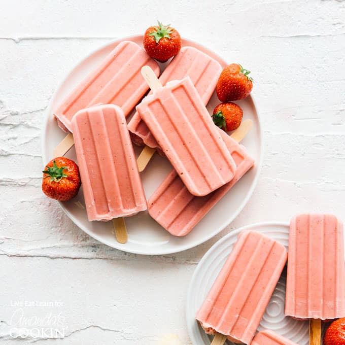strawberry popsicles on a plate