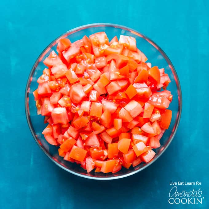 diced tomatoes in a bowl