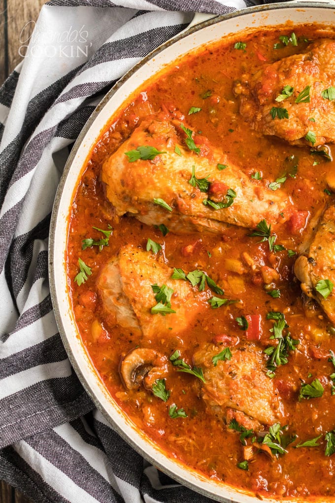 chicken cacciatore in pan