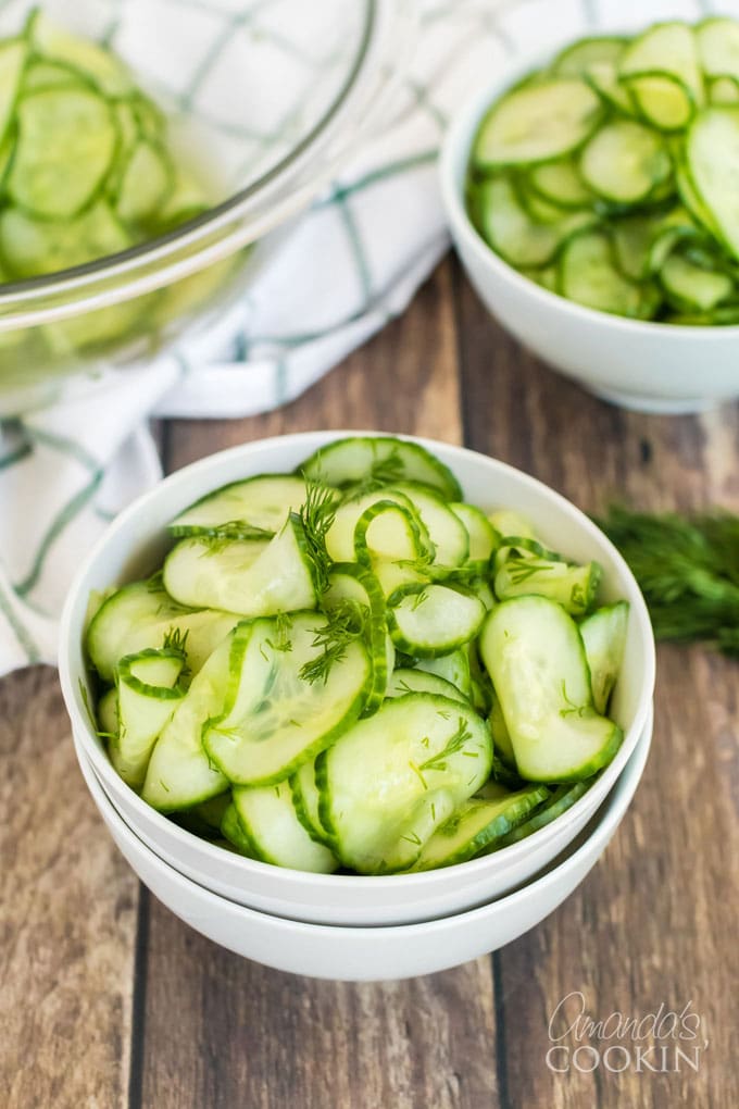 cucumber salad in a bowl