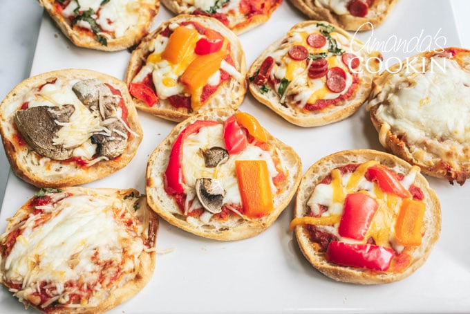 several kinds of english muffin pizza