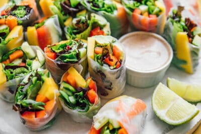 Vegetable Spring Rolls: fresh in-season veggies wrapped in a spring roll