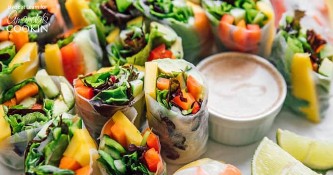 Vegetable Spring Rolls: fresh in-season veggies wrapped in a spring roll