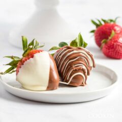 two chocolate covered strawberries