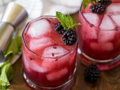 Blackberry Bourbon Cocktail With Minty Lemonade Foam