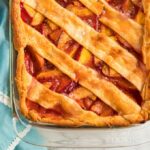 close up of peach pie