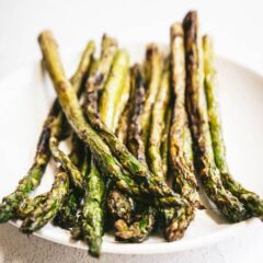 A close up of a grilled asparagus