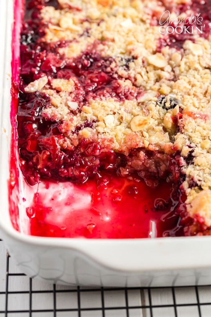 rhubarb crumble with slice missing