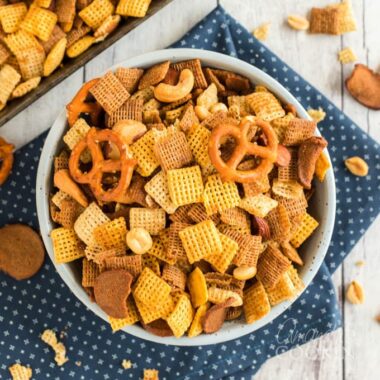 bowl of homemade chex mix