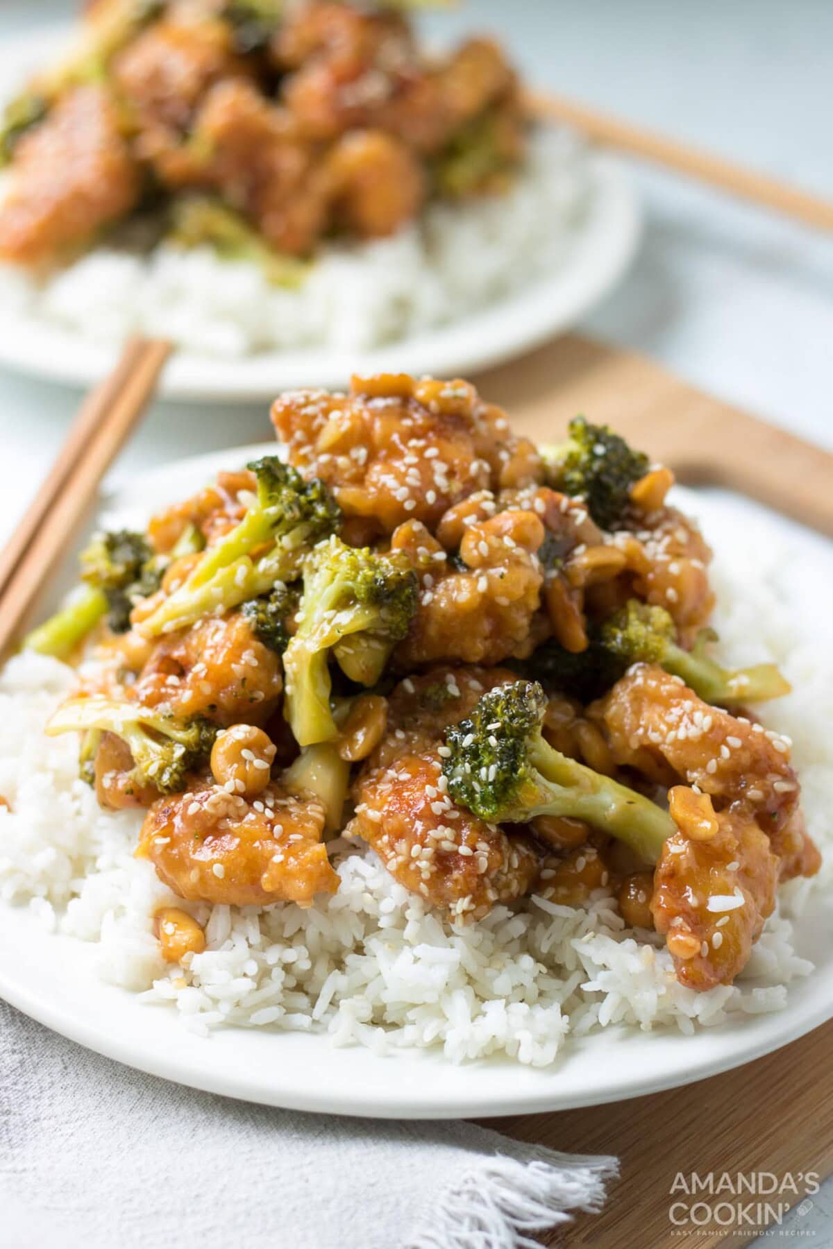 plate of sesame chicken
