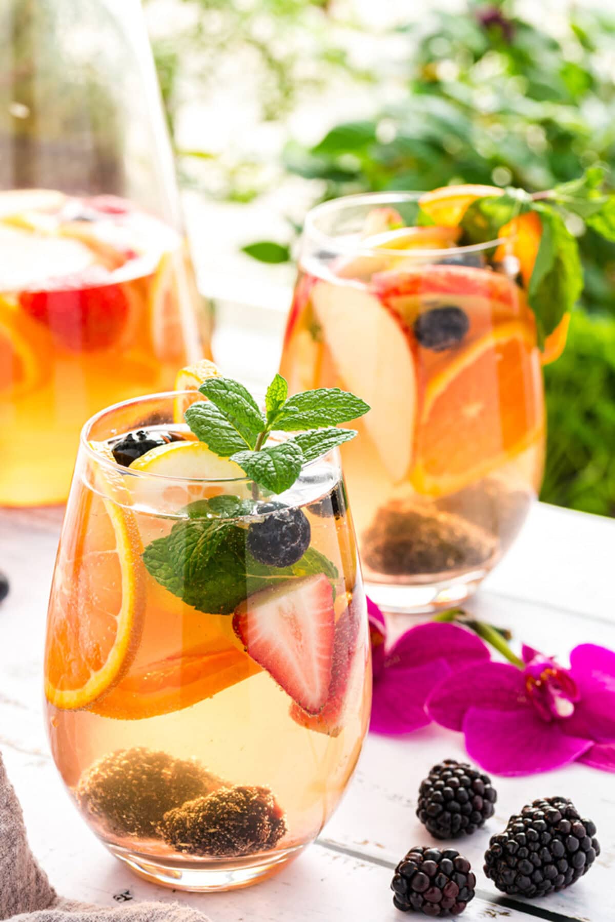 two glasses of white sangria