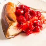 cherry cheesecake on a plate