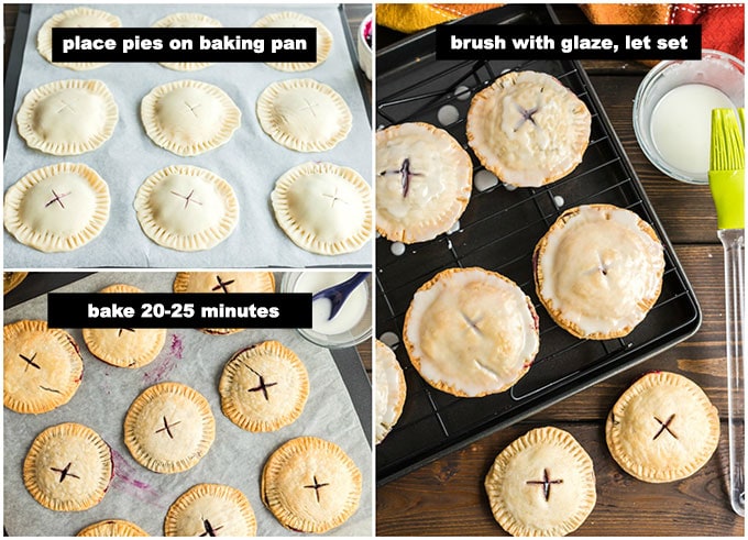 mini pies on baking sheet