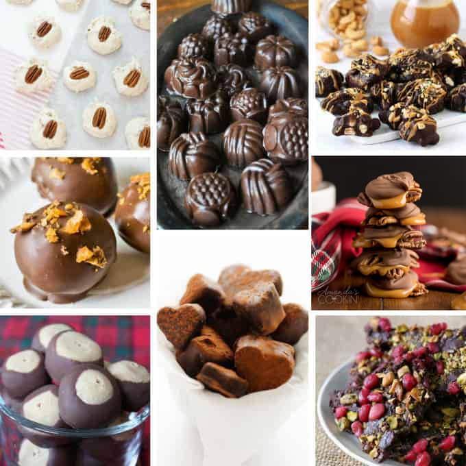 collage of chocolate candy photos