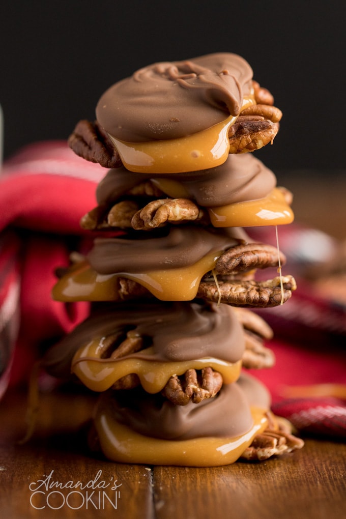 stacked chocolate turtles