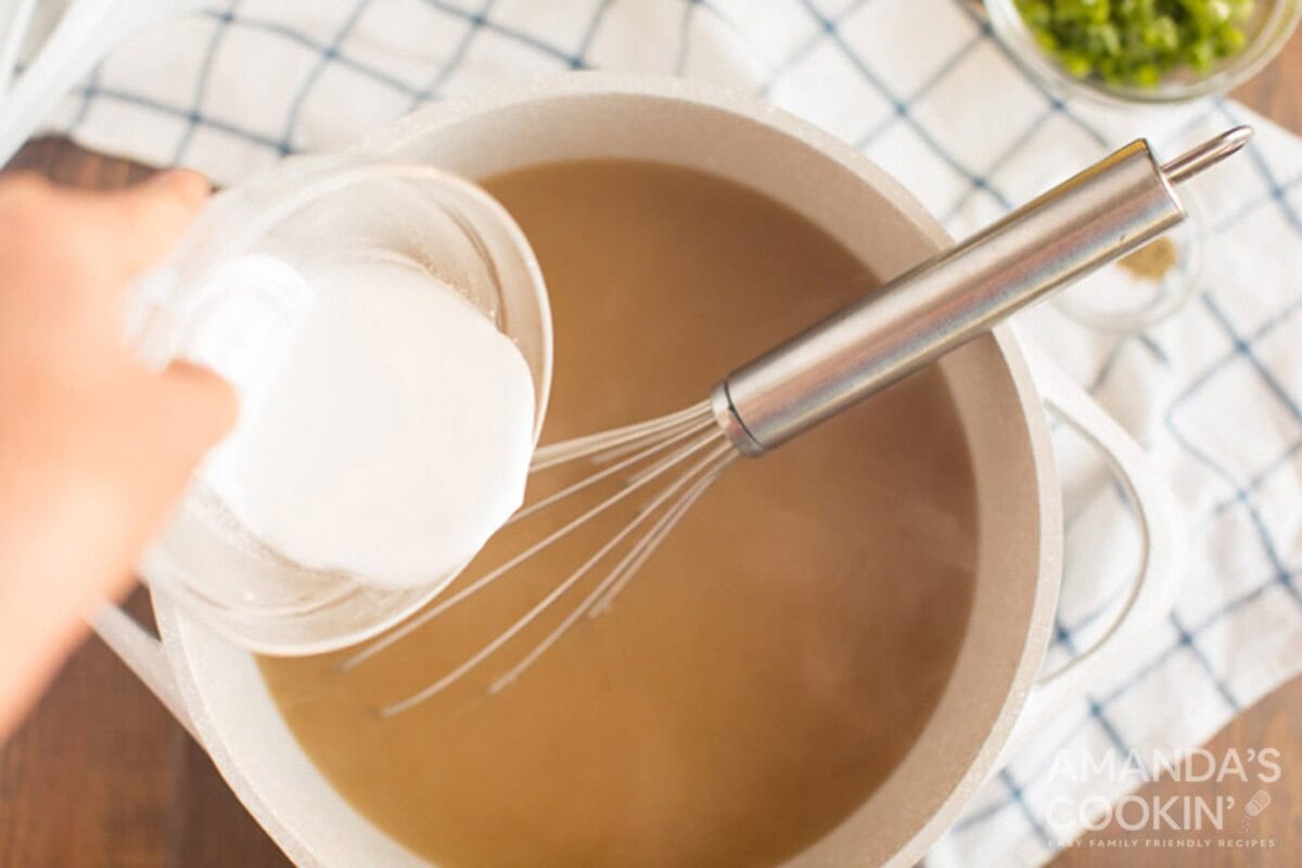 adding cornstarch to broth