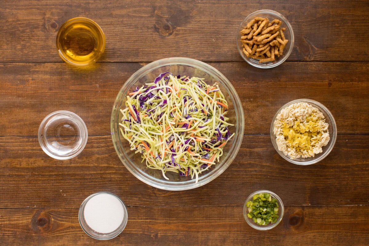 ingredients for Asian Broccoli Slaw
