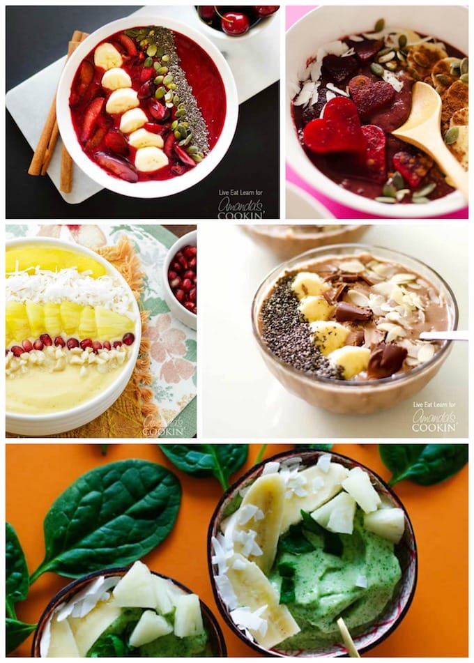 pictures of different smoothie bowls