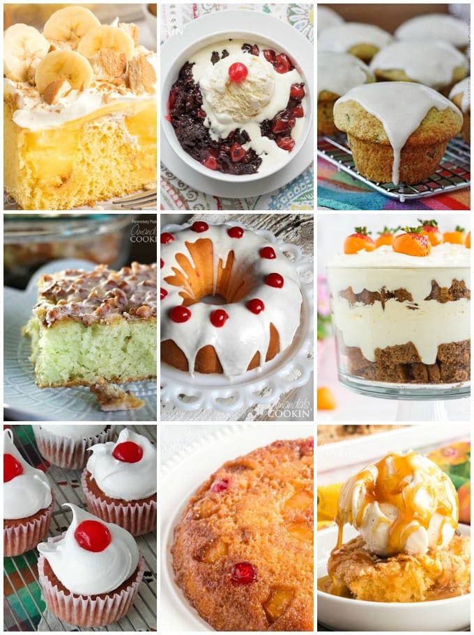 collage of cake mix recipe photos