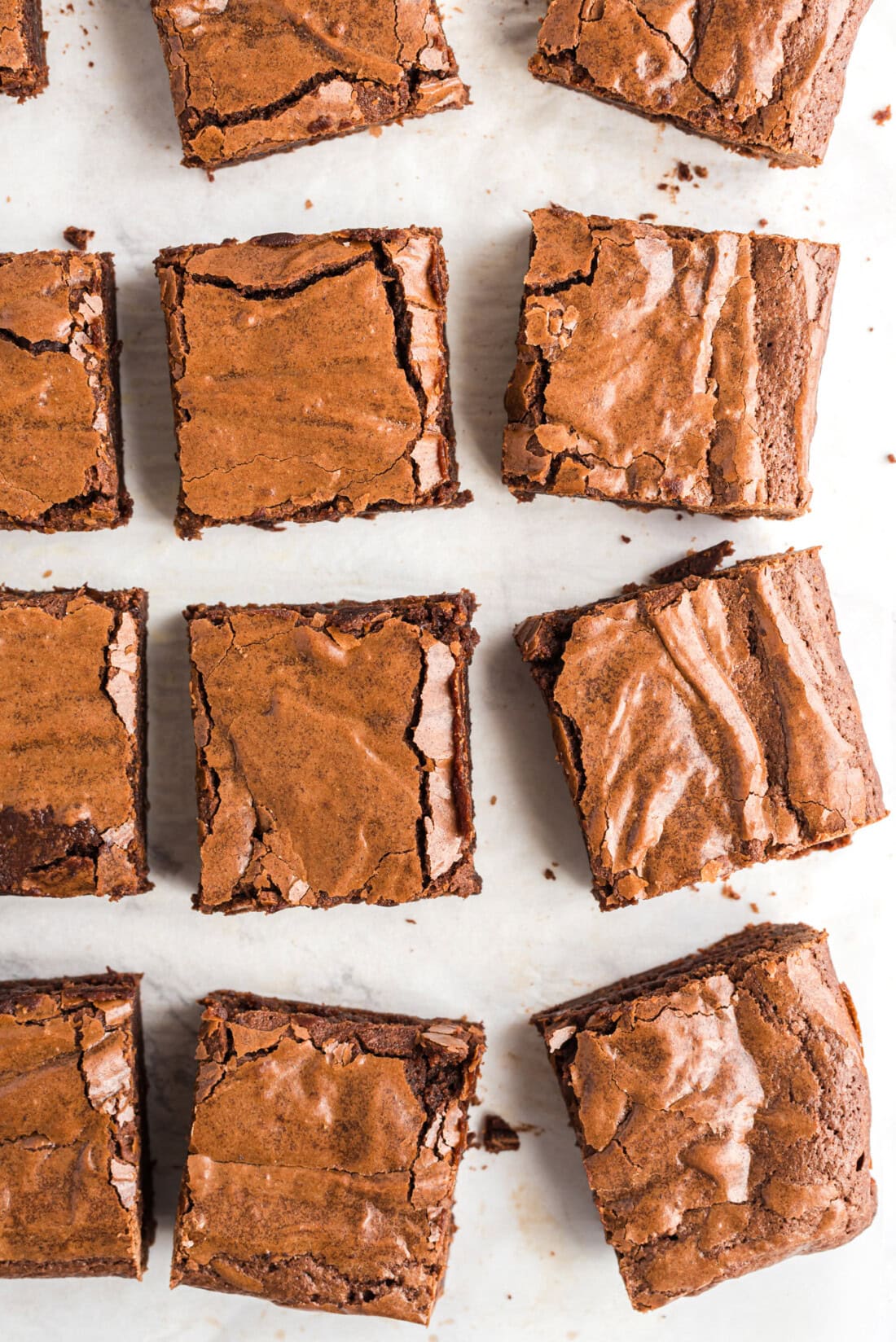 overhead shot of cut brownies