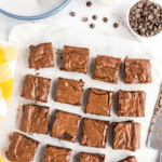 overhead shot of cut brownies