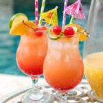 2 glasses of rum punch