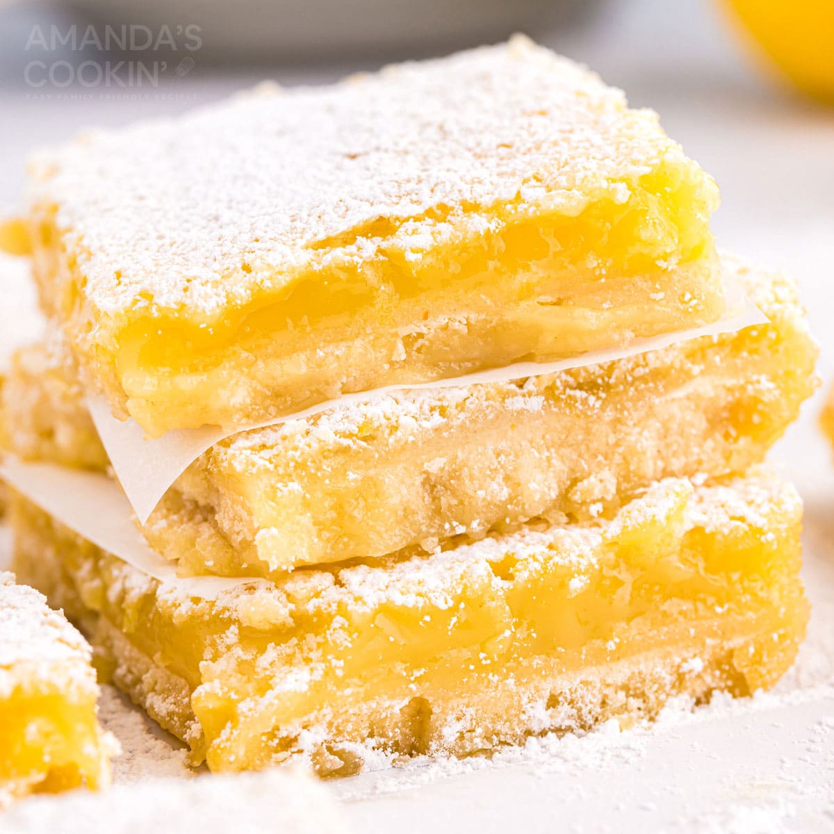 Lemon Bars Recipe - Amanda's Cookin' - Cookies, Brownies, & Bars