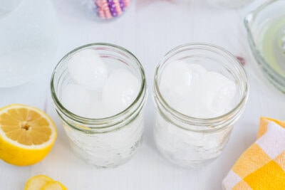 mason jar glasses filled with ice