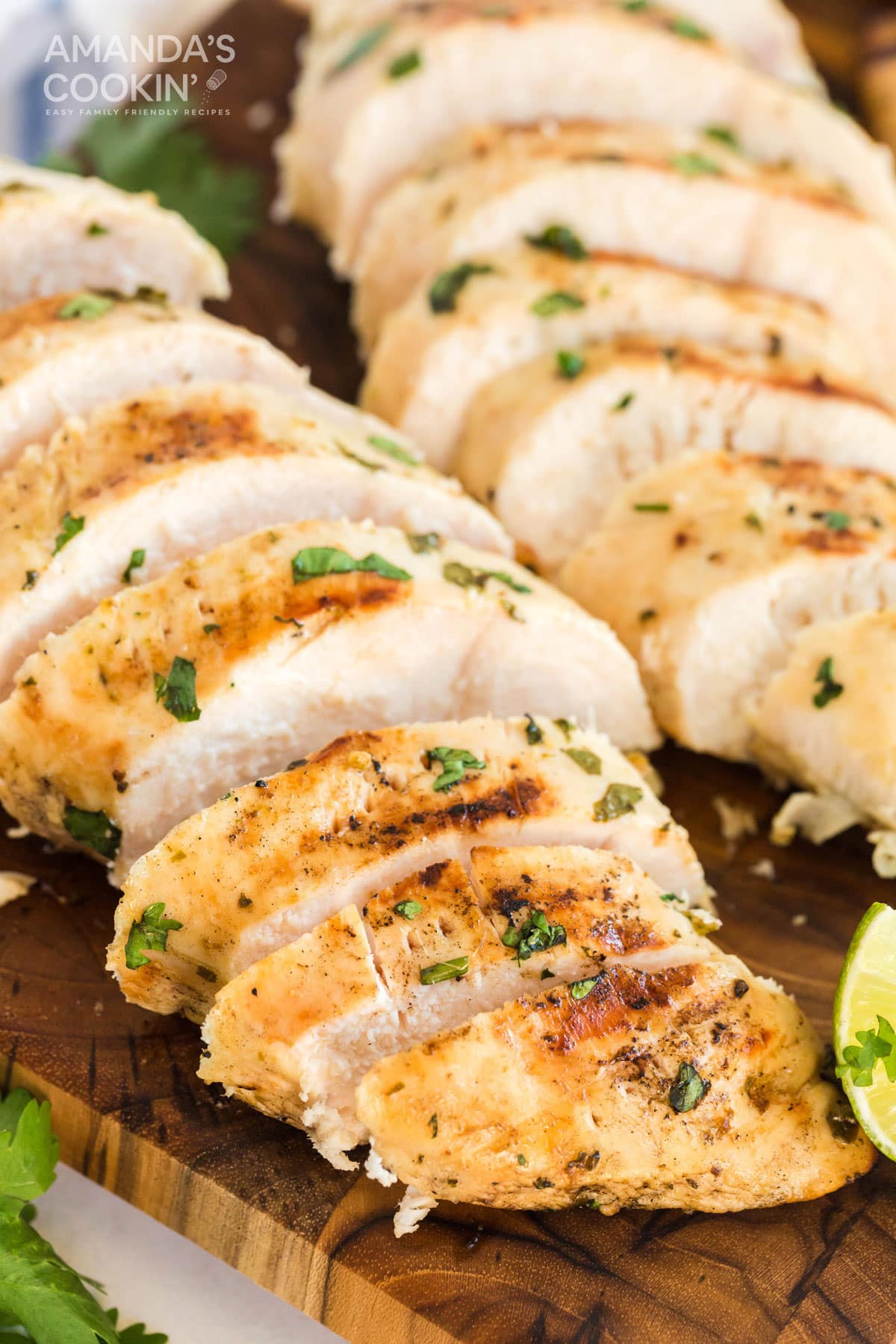 sliced grilled chicken breasts