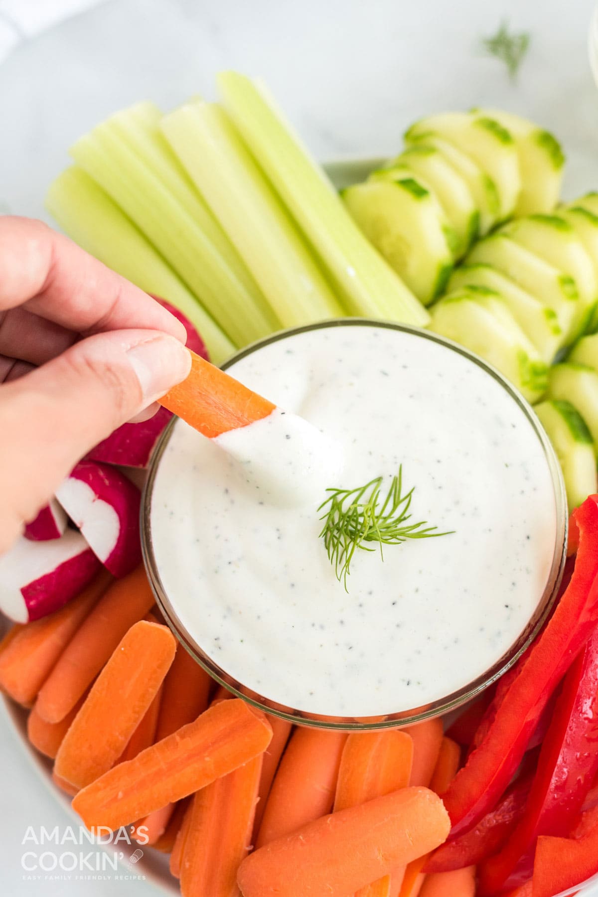dill dressing in a bowl being served as dill dip