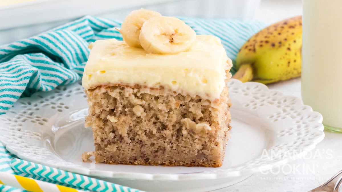 The Best Banana Cake with Cream Cheese Frosting - Just a Taste