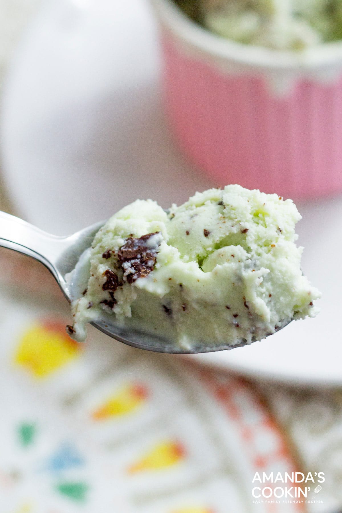 spoonful of mint chocolate chip ice cream